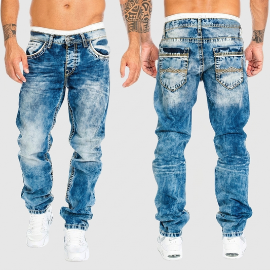 Acid Wash Jeans with Distressed Effect