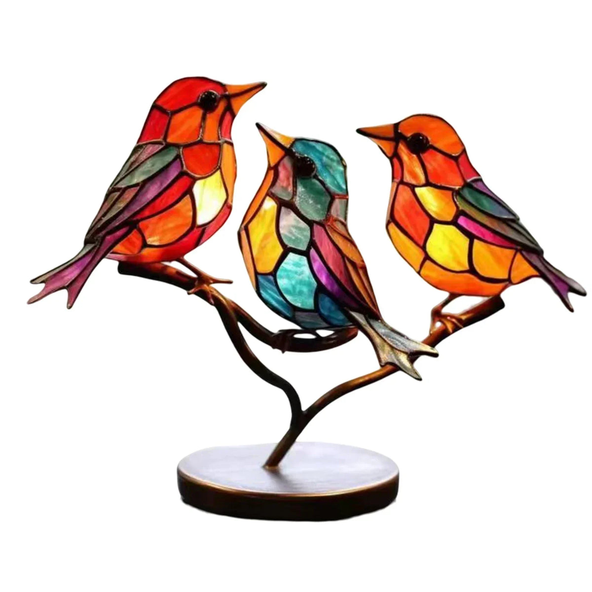 Acrylic Birds on Branch Statue – Elegant Artistic Home Decor