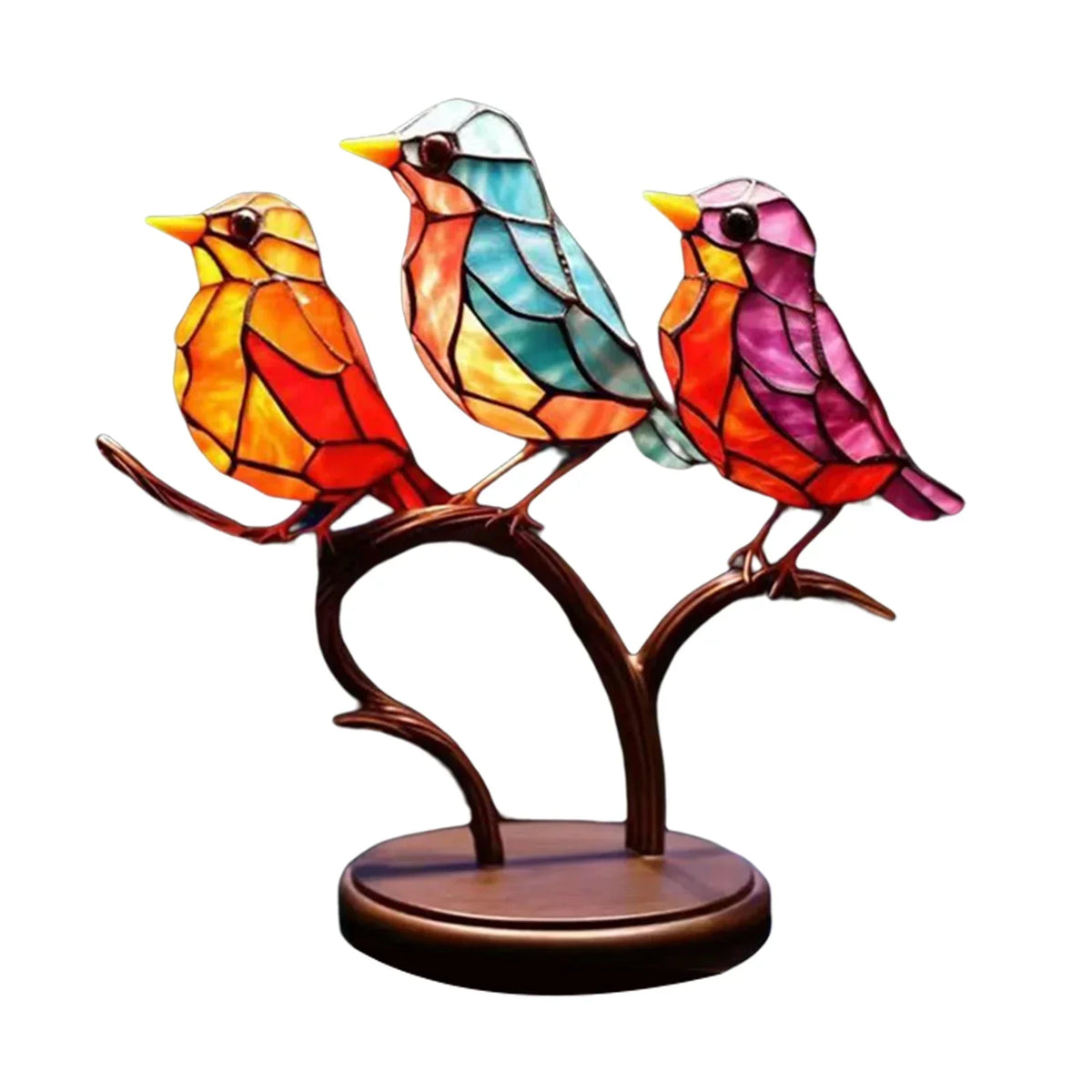 Acrylic Birds on Branch Statue – Elegant Artistic Home Decor