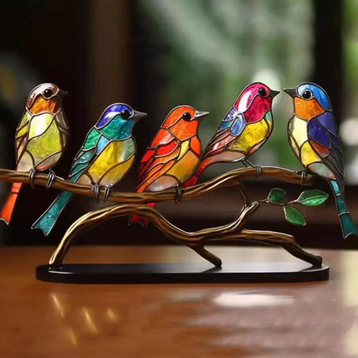Acrylic Birds on Branch Statue – Elegant Artistic Home Decor
