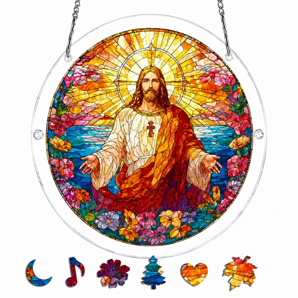 Acrylic Sun Suncatcher Puzzle Ornament with Magical Rainbow Effect