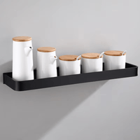 Adhesive Wall-Mounted Shower Shelf with Optional Towel Hooks, No-Drill Mount