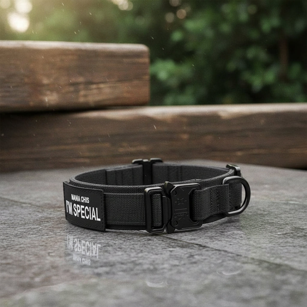 Adjustable Heavy-Duty Waterproof Nylon Dog Collar with Ergonomic Handle for Medium and Large Dogs