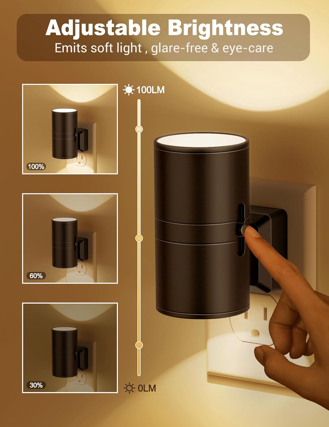 Adjustable LED Night Light with Dusk-to-Dawn Sensor