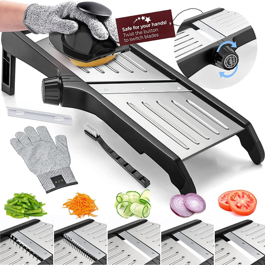 Adjustable Mandoline Slicer with Safety Gloves
