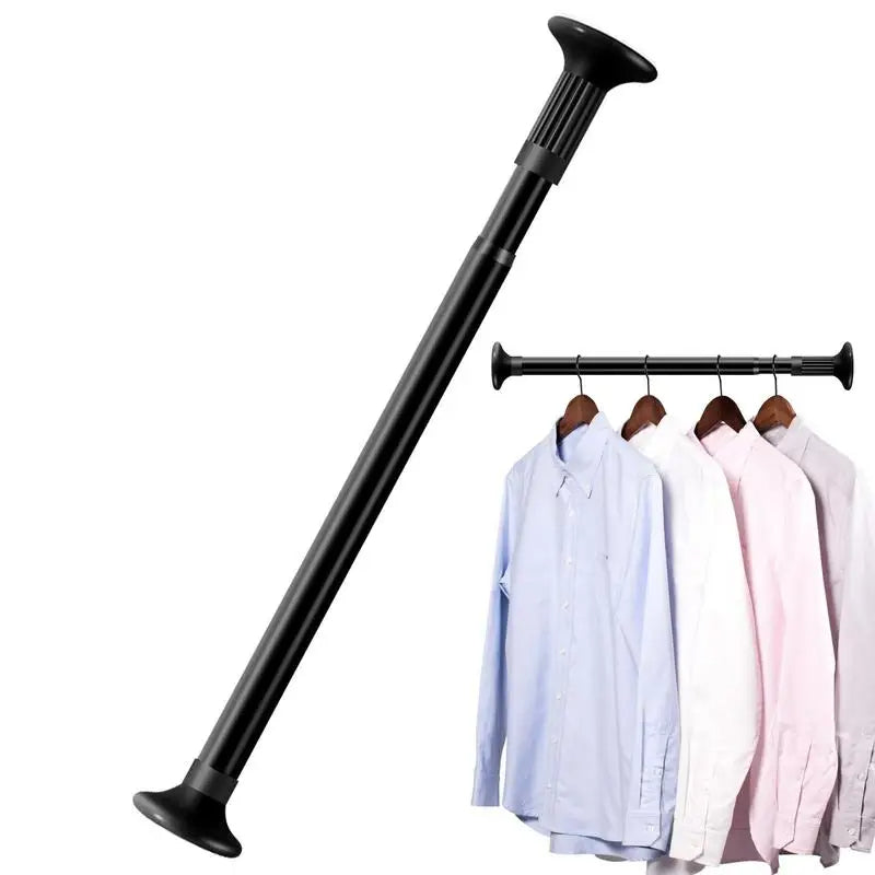 Adjustable No-Drill Black Stainless Steel Curtain Rod
