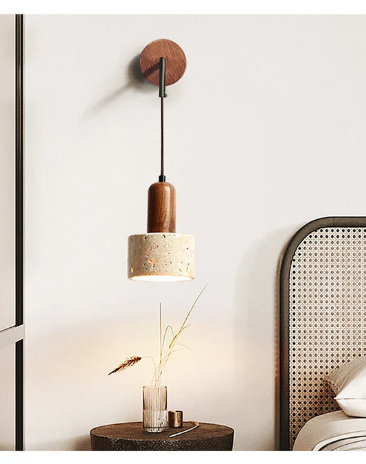 Adjustable Travertine Marble Bedside Wall Lamp
