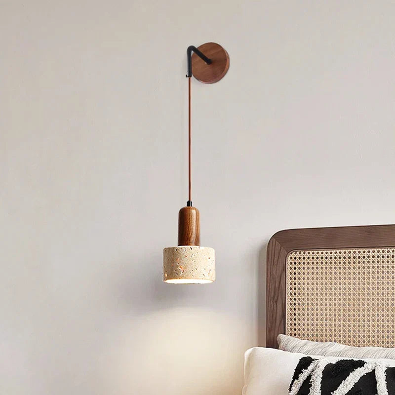 Adjustable Travertine Marble Bedside Wall Lamp