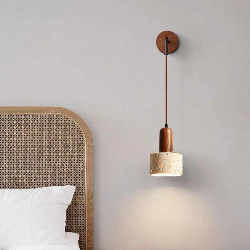 Adjustable Travertine Marble Bedside Wall Lamp