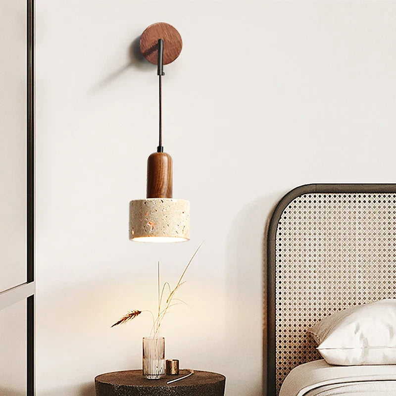 Adjustable Travertine Marble Bedside Wall Lamp