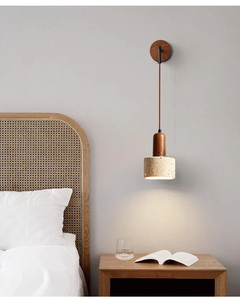 Adjustable Travertine Marble Bedside Wall Lamp