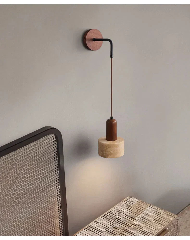 Adjustable Travertine Marble Bedside Wall Lamp