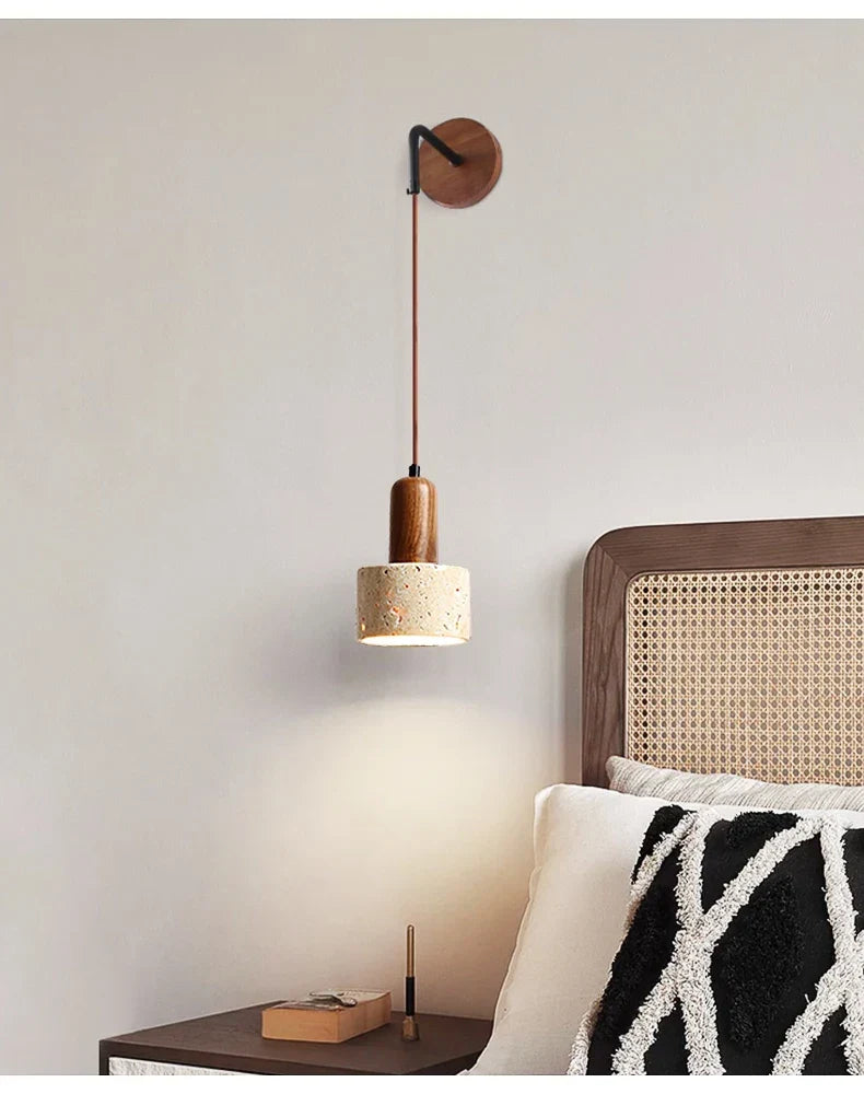 Adjustable Travertine Marble Bedside Wall Lamp