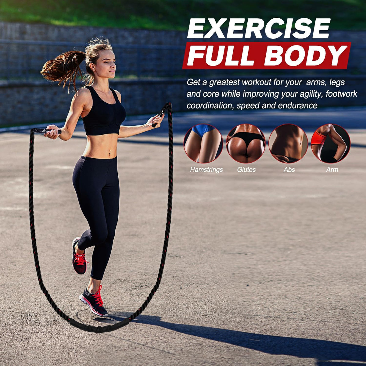 Adjustable Weighted Jump Rope – Heavy Training Rope