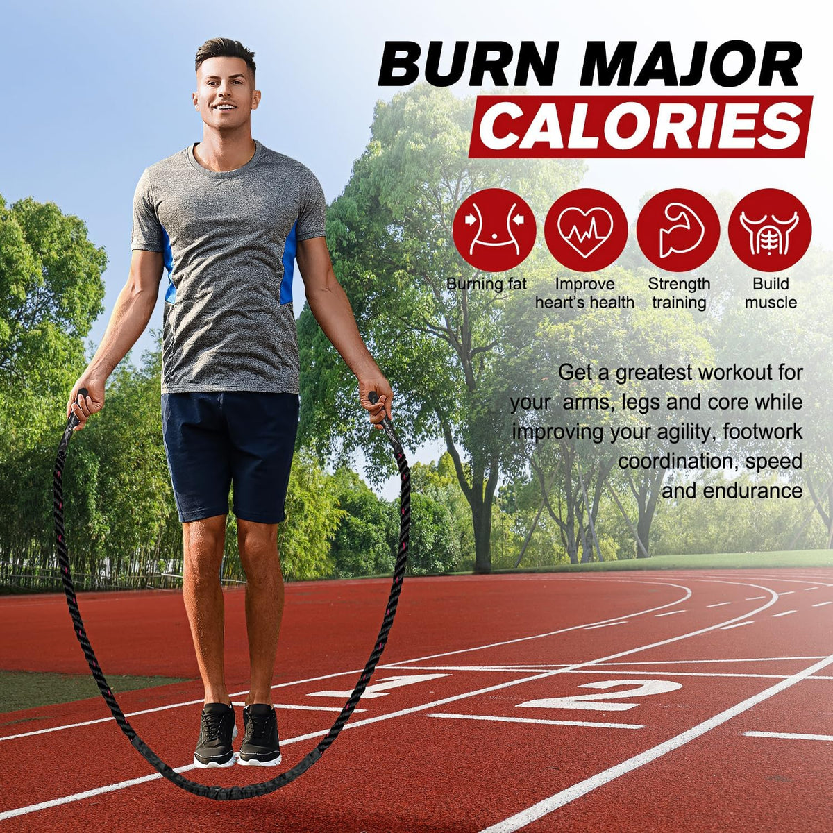 Adjustable Weighted Jump Rope – Heavy Training Rope