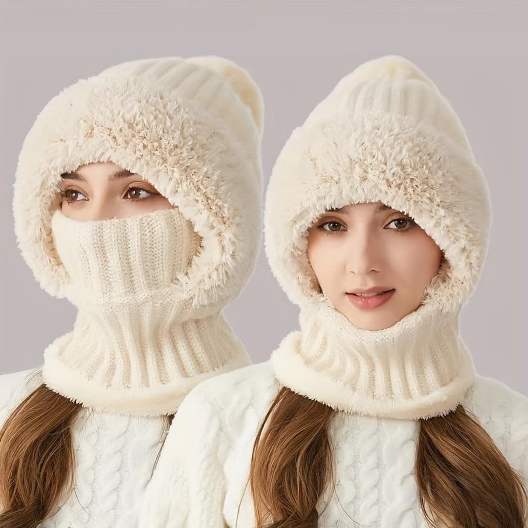 Adjustable Windproof Sherpa Fleece Balaclava Ski Mask with Neck Warmer