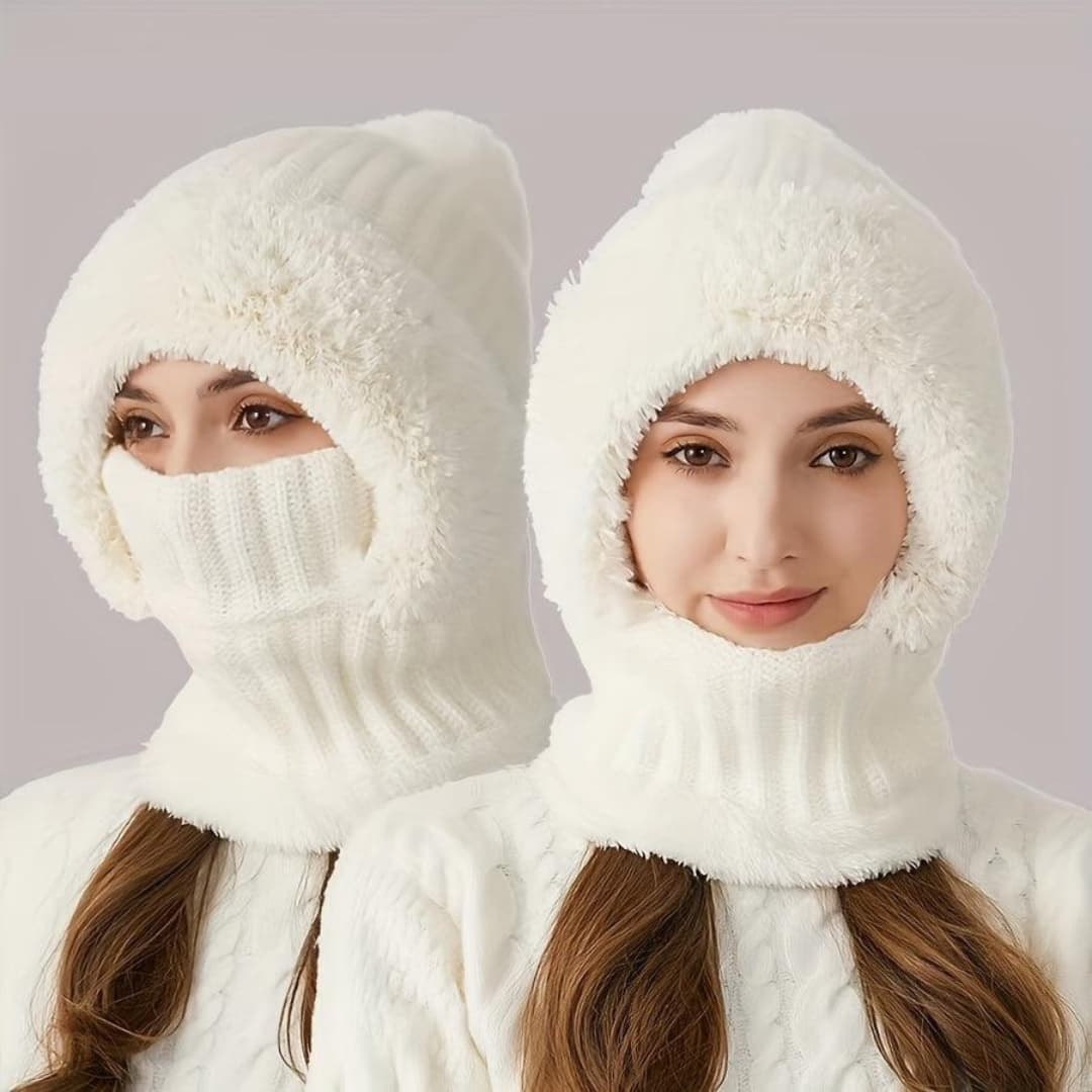 Adjustable Windproof Sherpa Fleece Balaclava Ski Mask with Neck Warmer