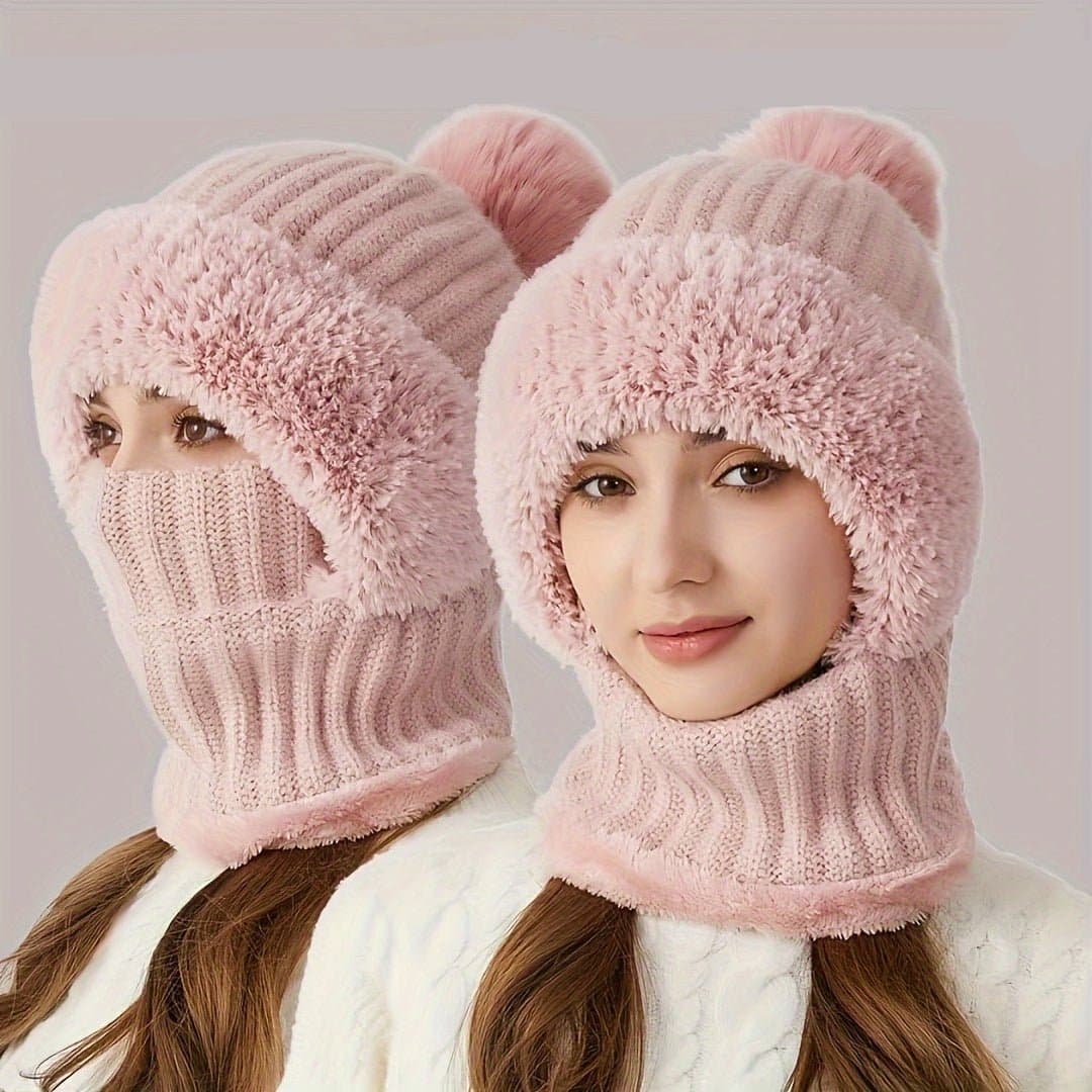 Adjustable Windproof Sherpa Fleece Balaclava Ski Mask with Neck Warmer