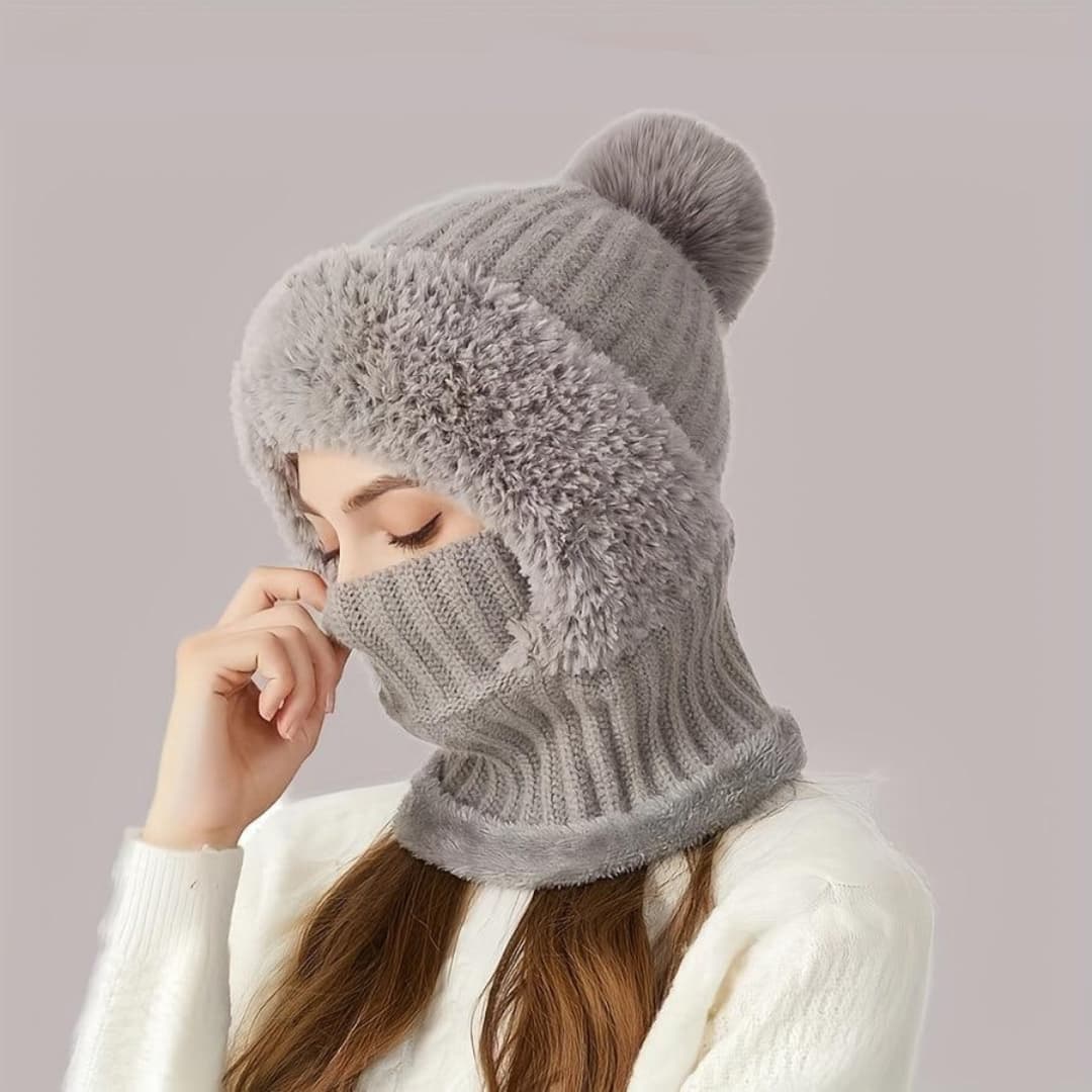 Adjustable Windproof Sherpa Fleece Balaclava Ski Mask with Neck Warmer