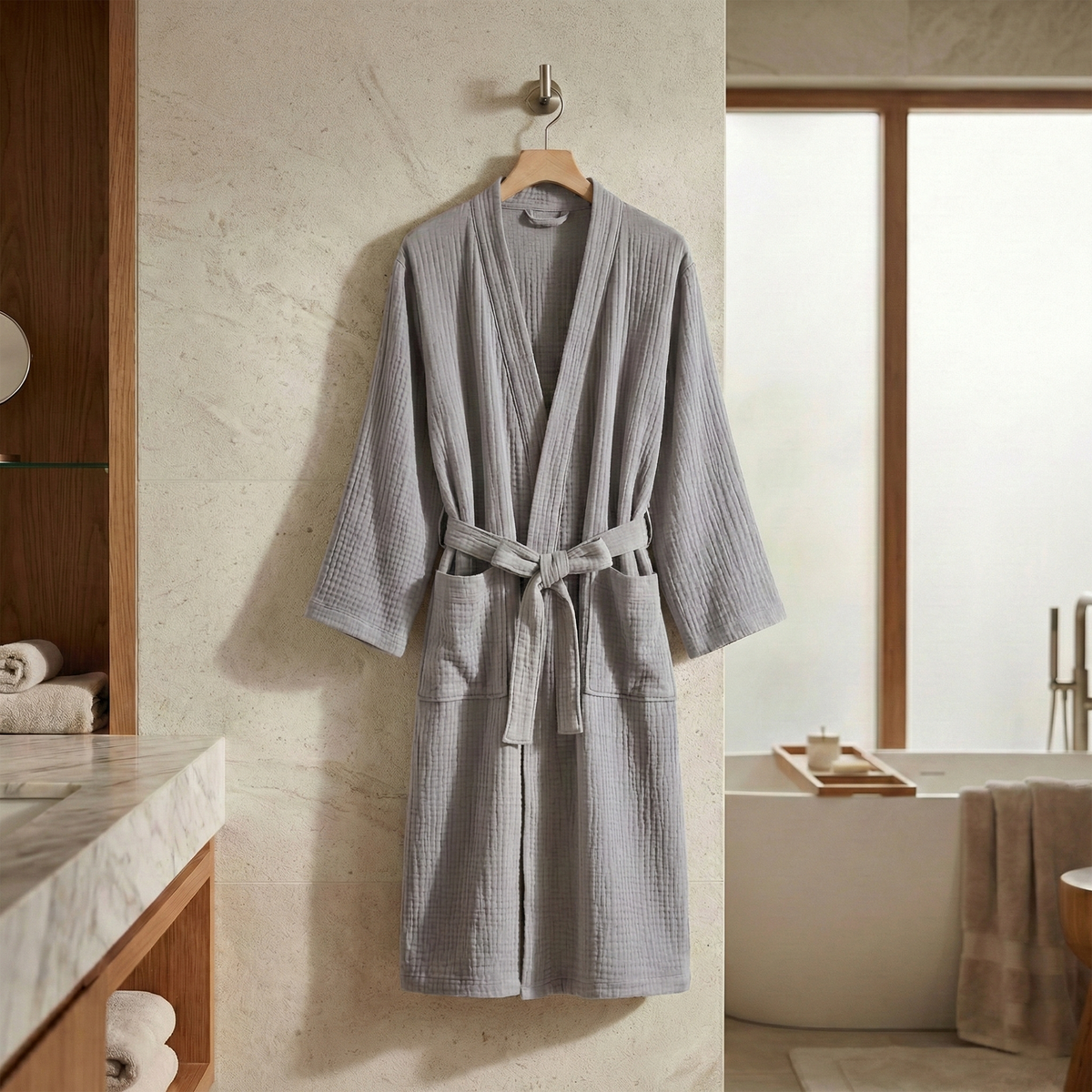 All-Season 100% Muslin Cotton Bathrobe