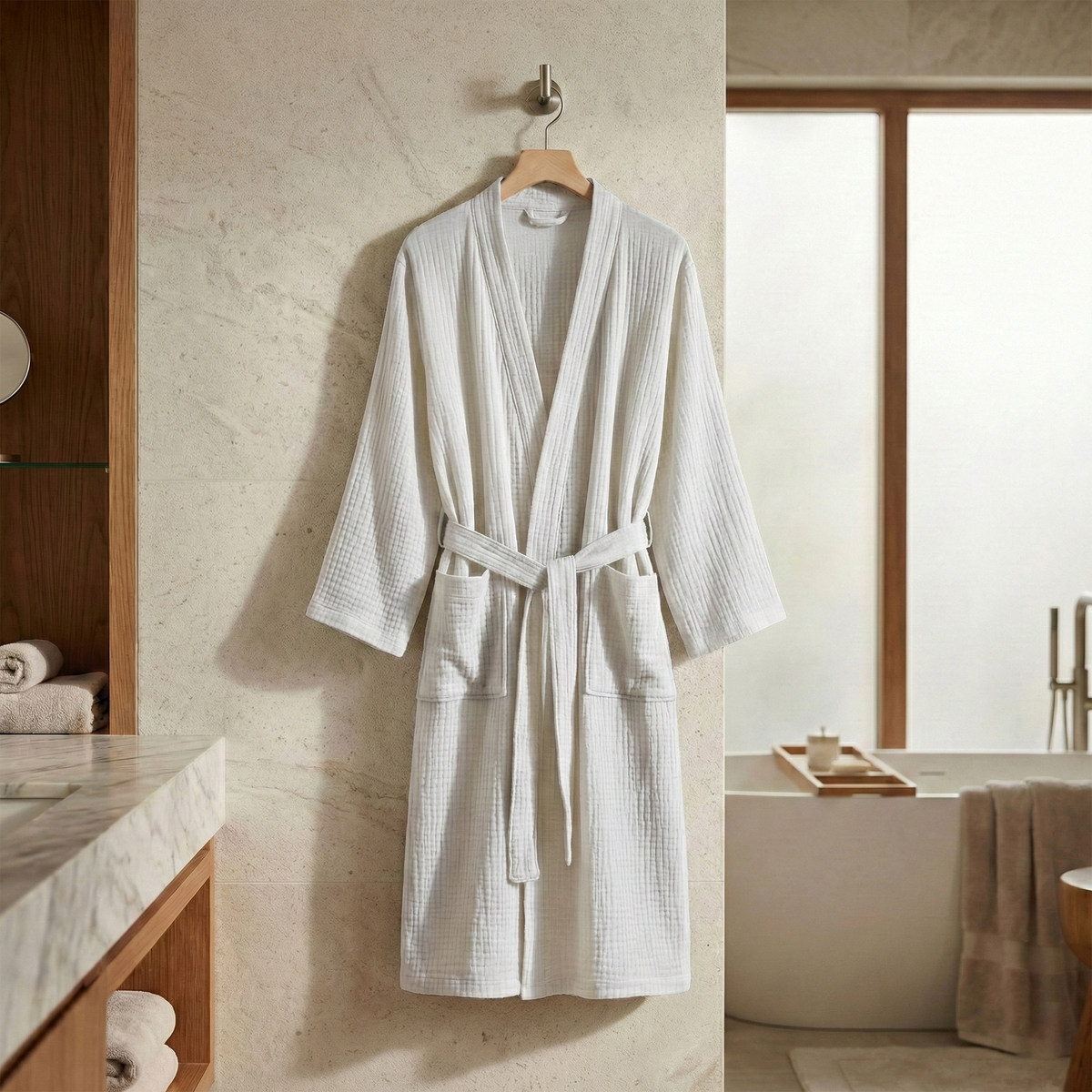 All-Season 100% Muslin Cotton Bathrobe