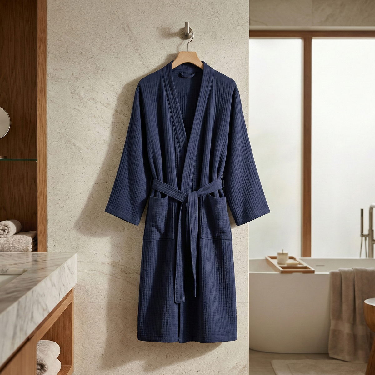 All-Season 100% Muslin Cotton Bathrobe