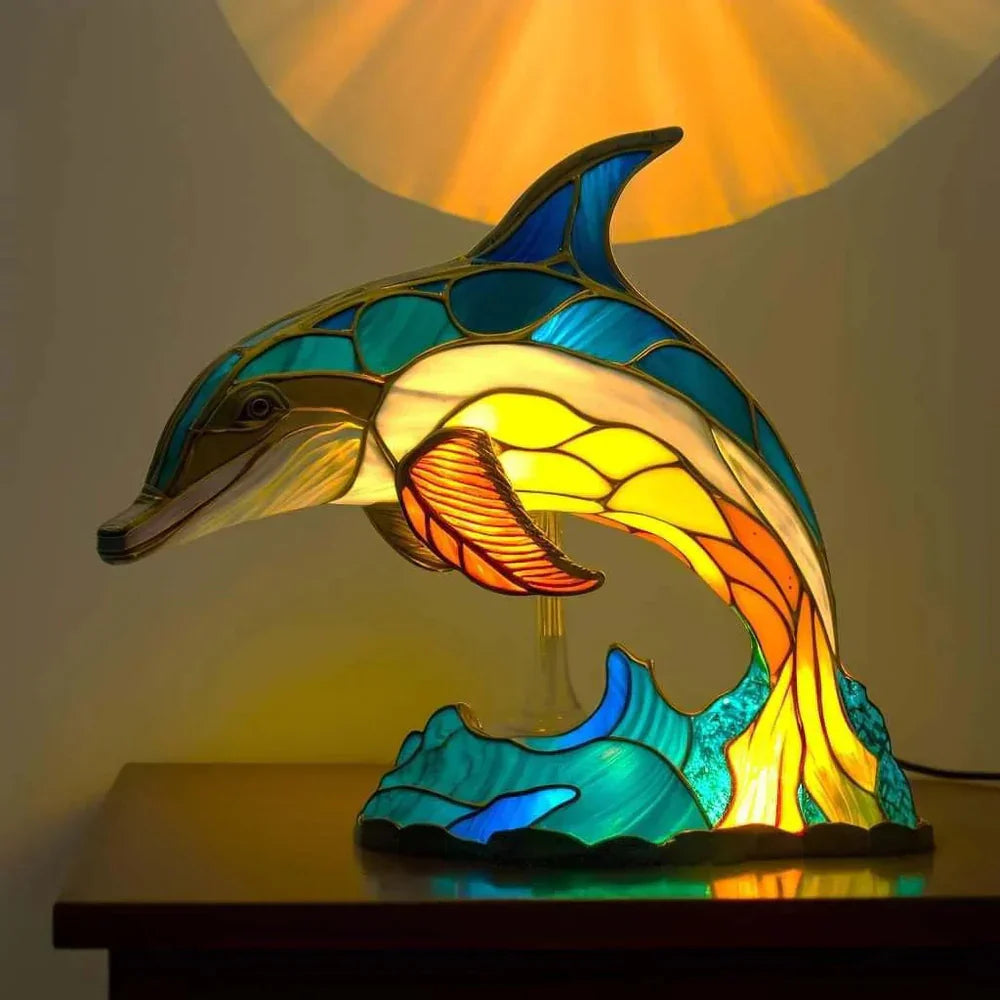 Animal-Shaped Glass Table Lamp with Soft Lighting