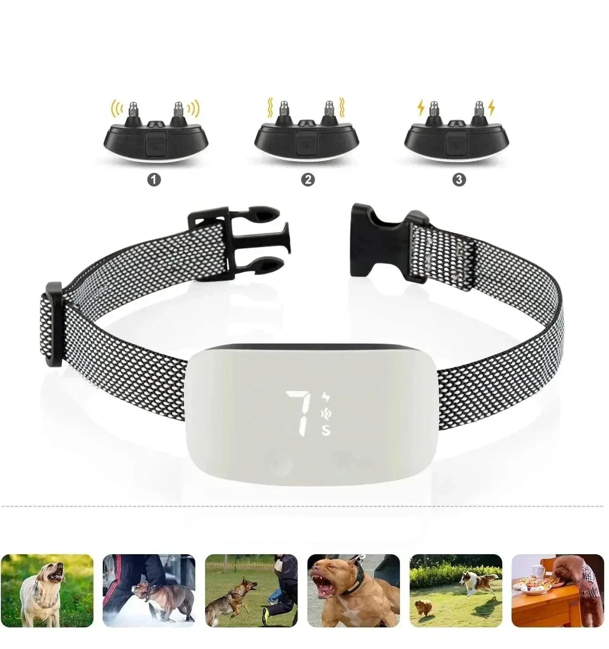 Anti-Bark Dog Collar - Nylon - IP67 Waterproof - USB Rechargeable - Adjustable for All Breeds