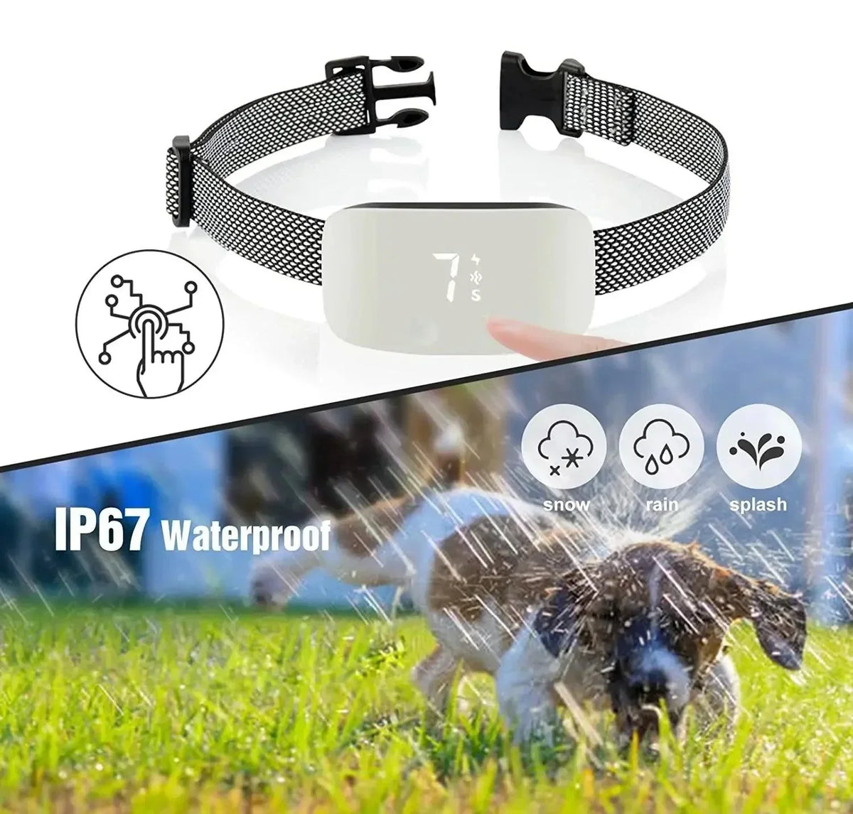 Anti-Bark Dog Collar - Nylon - IP67 Waterproof - USB Rechargeable - Adjustable for All Breeds