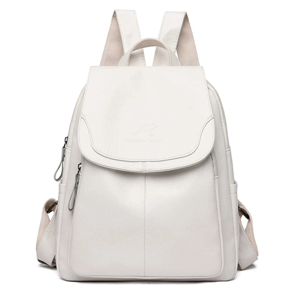 Anti-Theft Leather Backpack