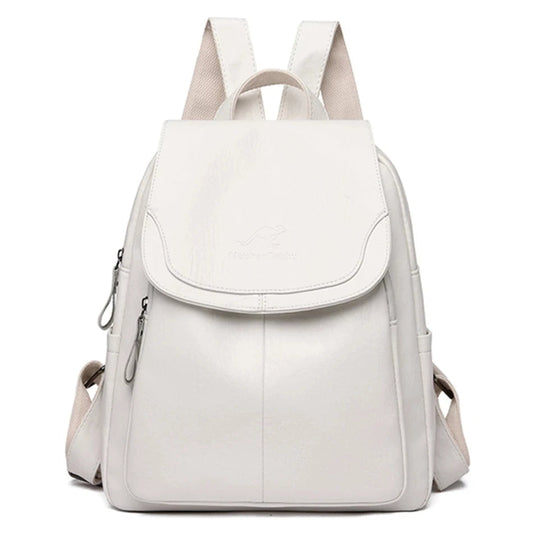 Anti-Theft Leather Backpack