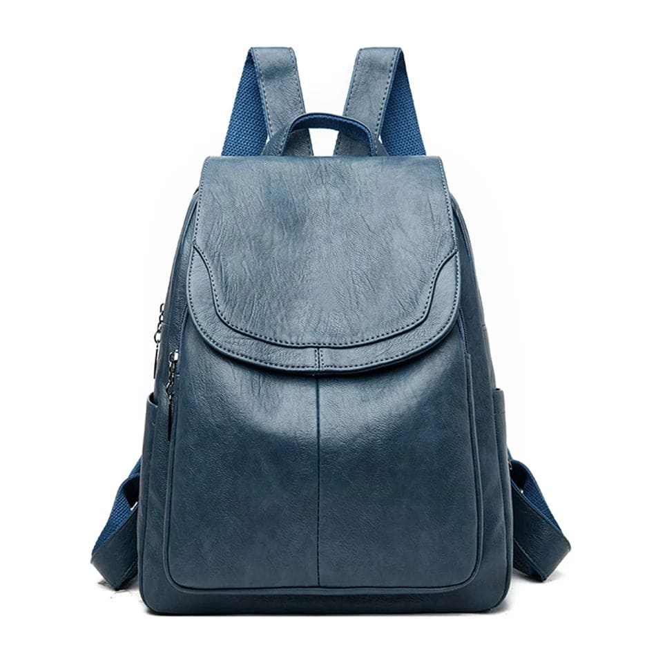 Anti-Theft Leather Backpack