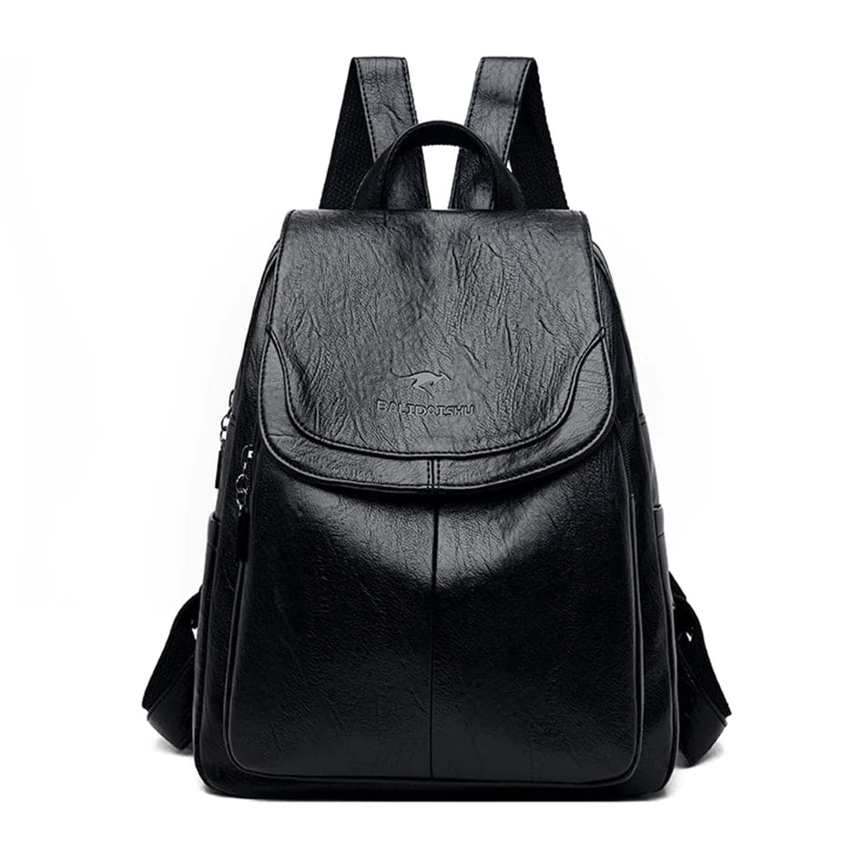 Anti-Theft Leather Backpack
