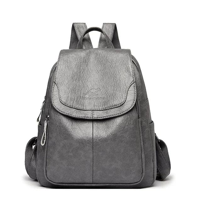Anti-Theft Leather Backpack