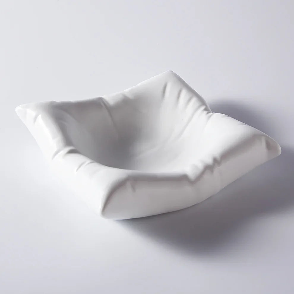 Artistic Pillow-Shaped Ceramic Food Plate