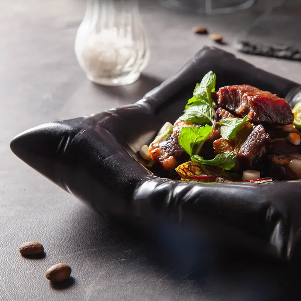 Artistic Pillow-Shaped Ceramic Food Plate