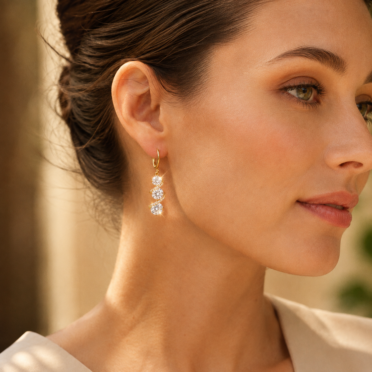 Asymmetric Spiral Crystal Drop Earrings