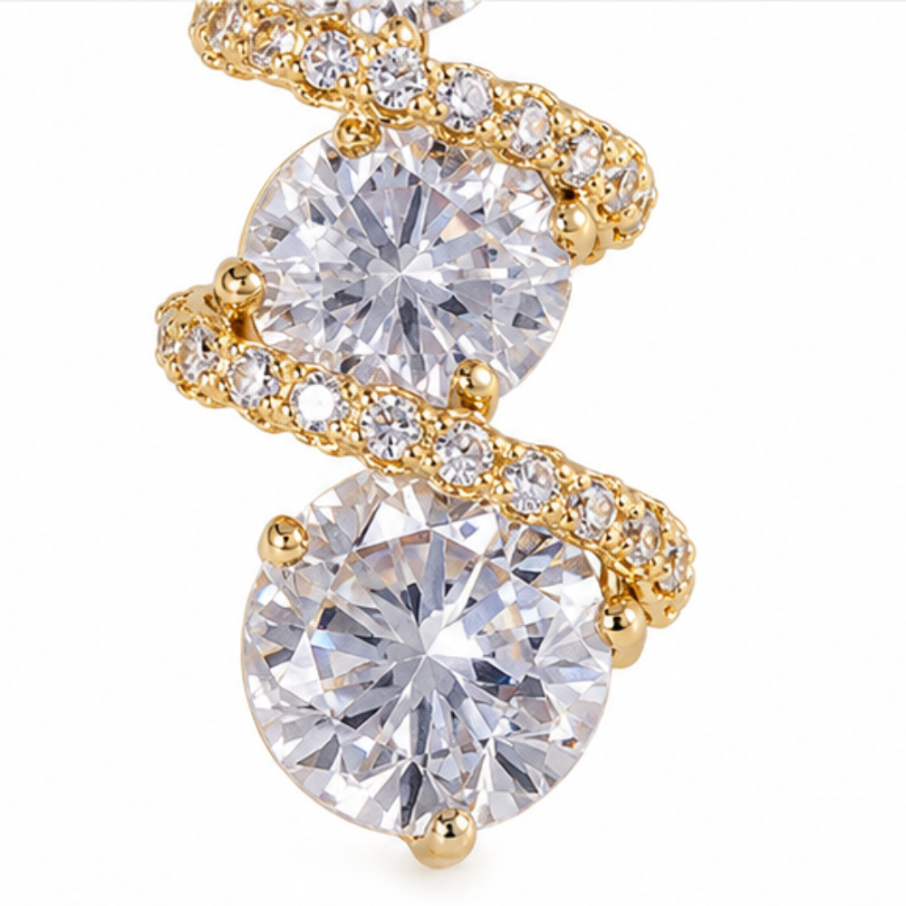 Asymmetric Spiral Crystal Drop Earrings