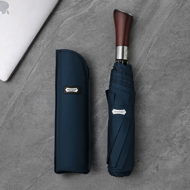 Auto-Open Umbrella with Wooden Handle