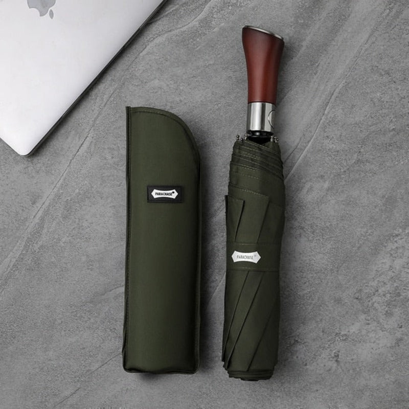 Auto-Open Umbrella with Wooden Handle