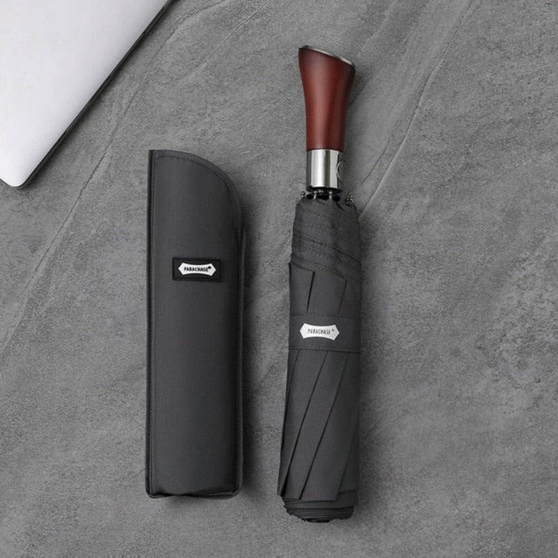 Auto-Open Umbrella with Wooden Handle