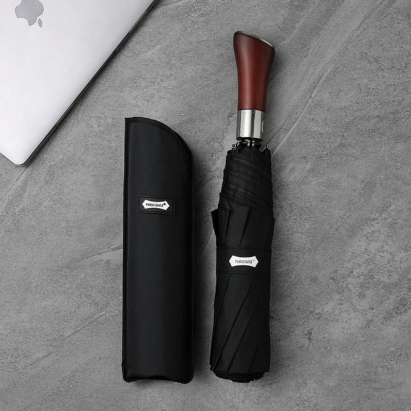 Auto-Open Umbrella with Wooden Handle
