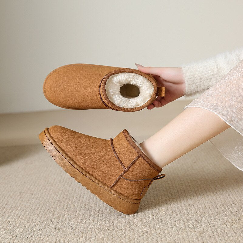 Autumn Fur-Lined Suede Winter Ankle Boots