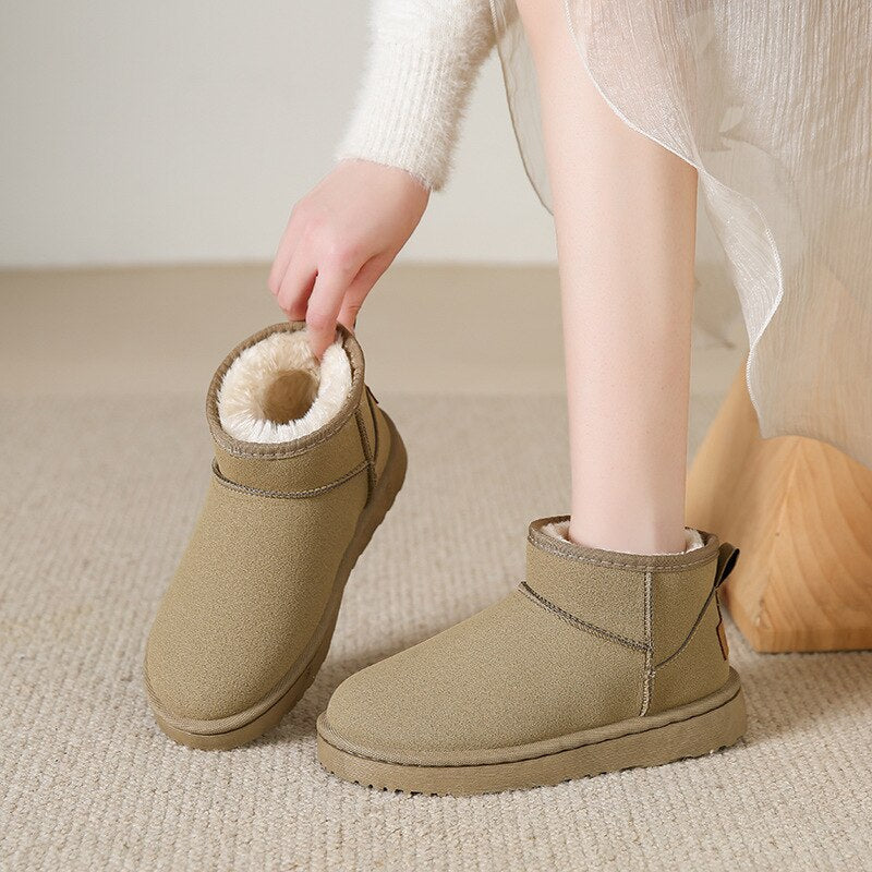 Autumn Fur-Lined Suede Winter Ankle Boots