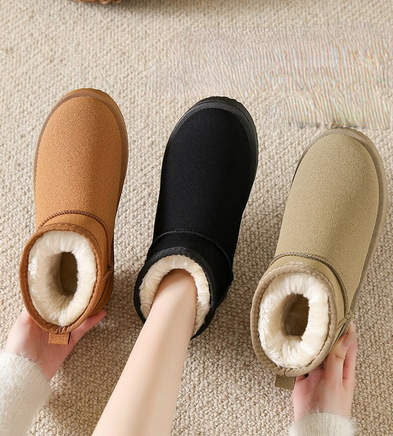 Autumn Fur-Lined Suede Winter Ankle Boots
