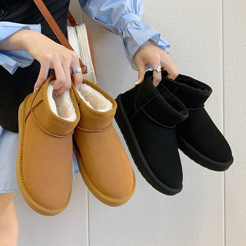 Autumn Fur-Lined Suede Winter Ankle Boots