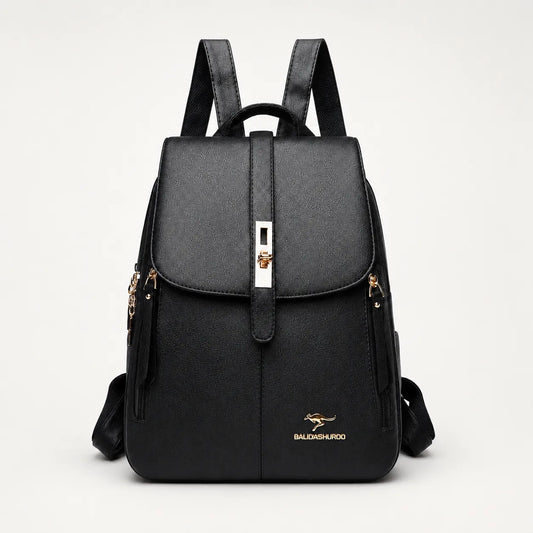 Backpack with Twist-Lock Flap and Rose-Gold Hardware