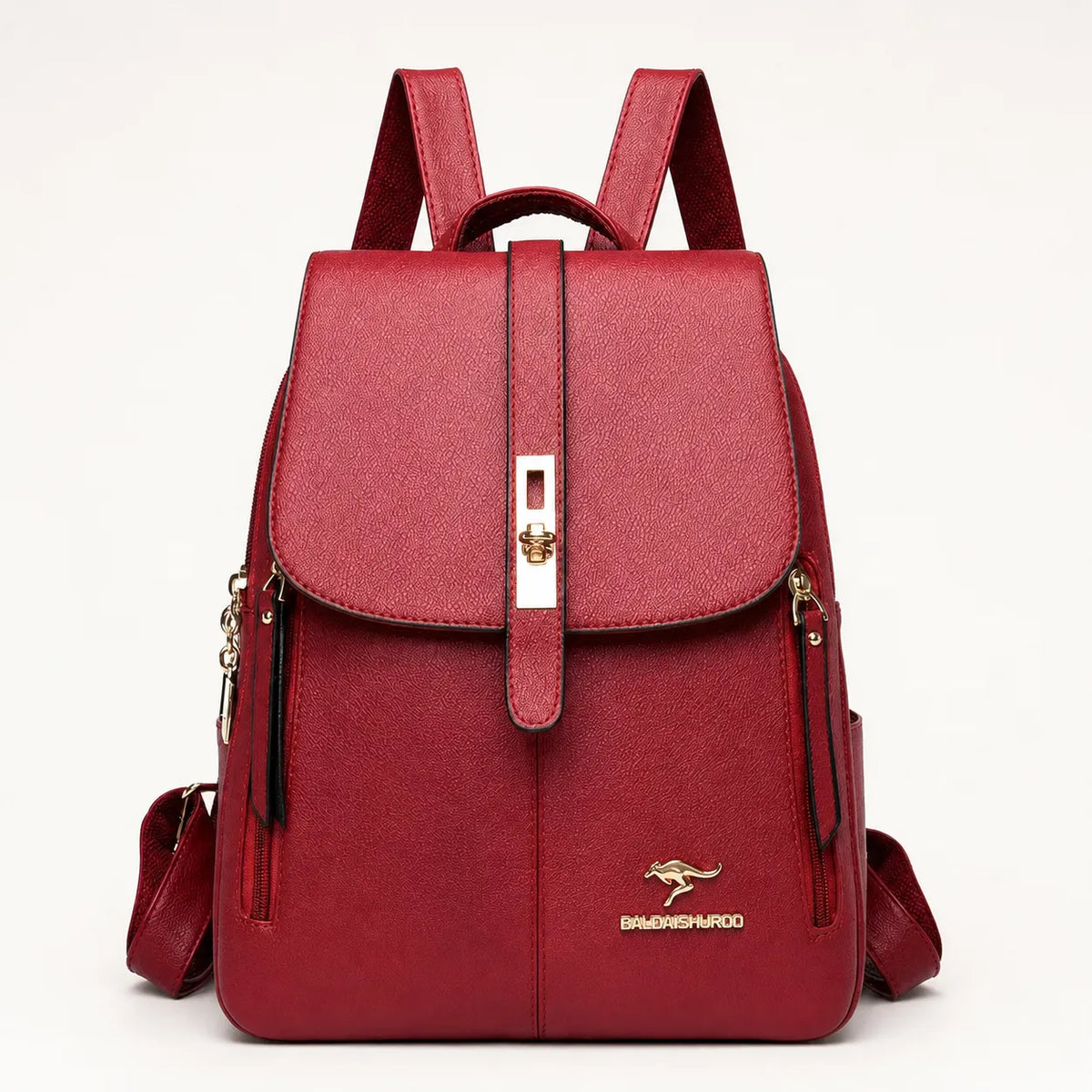 Backpack with Twist-Lock Flap and Rose-Gold Hardware