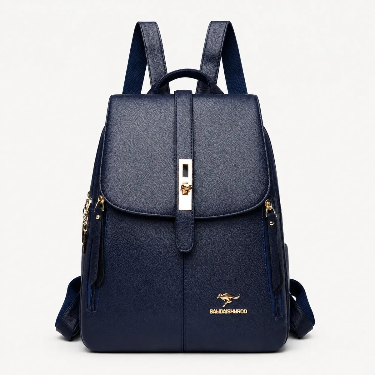 Backpack with Twist-Lock Flap and Rose-Gold Hardware