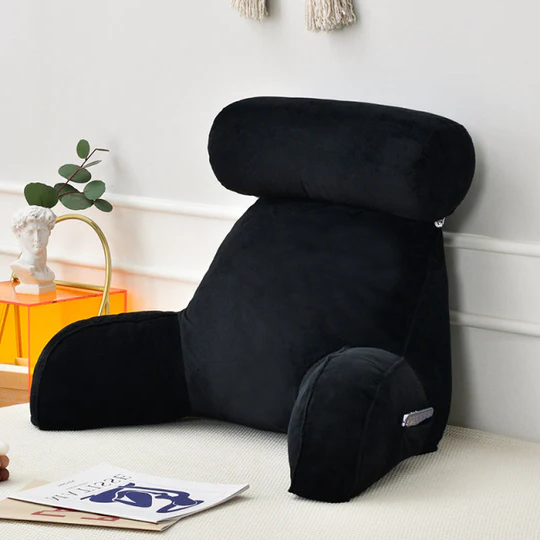 Backrest Reading Pillow with Armrests and Adjustable Headrest